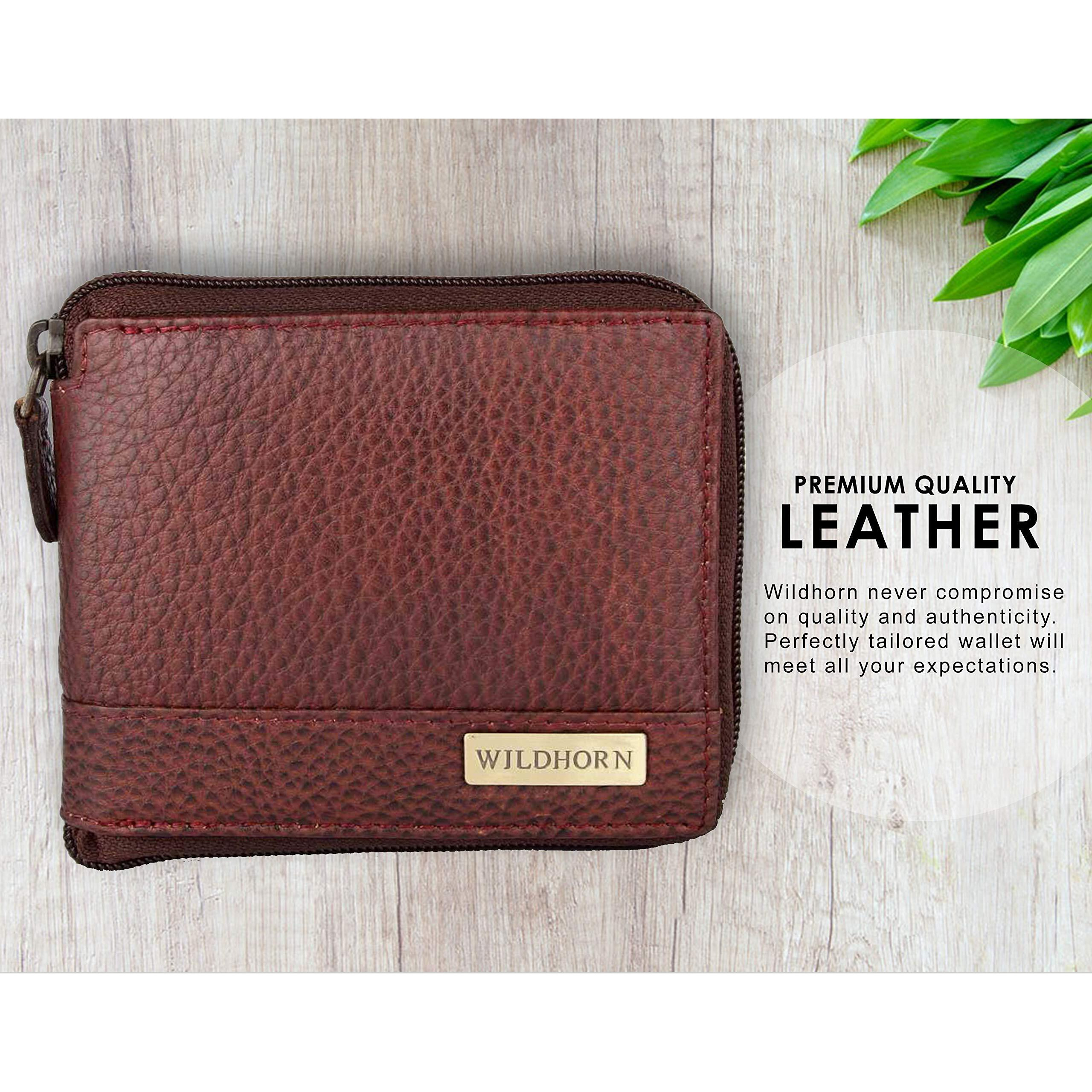 WildHorn RFID Protected Leather Wallet for Men, Brown