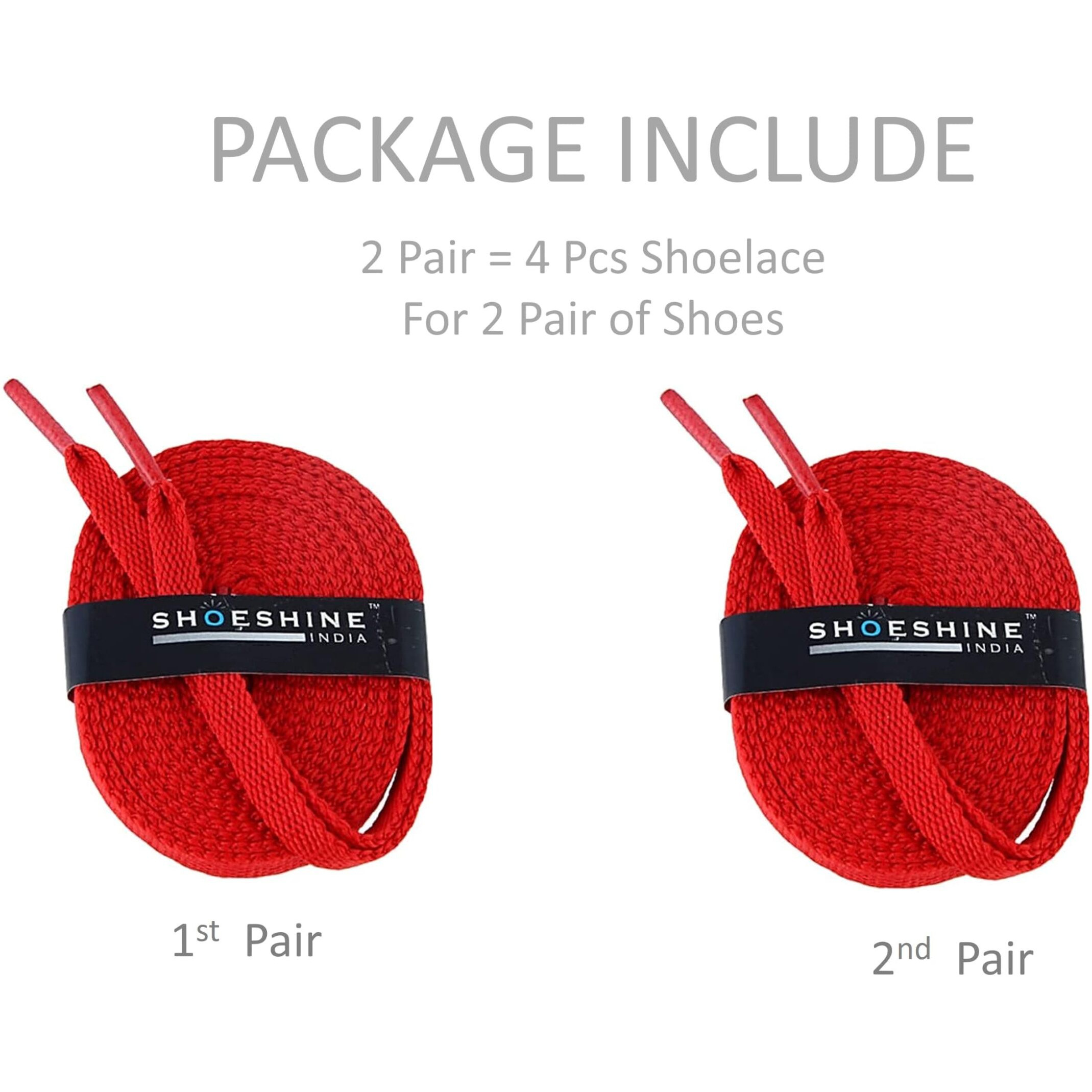 SHOESHINE Sports Shoe Lace 2 Pairs (4 Pcs) for Men & Women running and gym shoelace Flat Sneaker Shoelace Athletic shoe strings