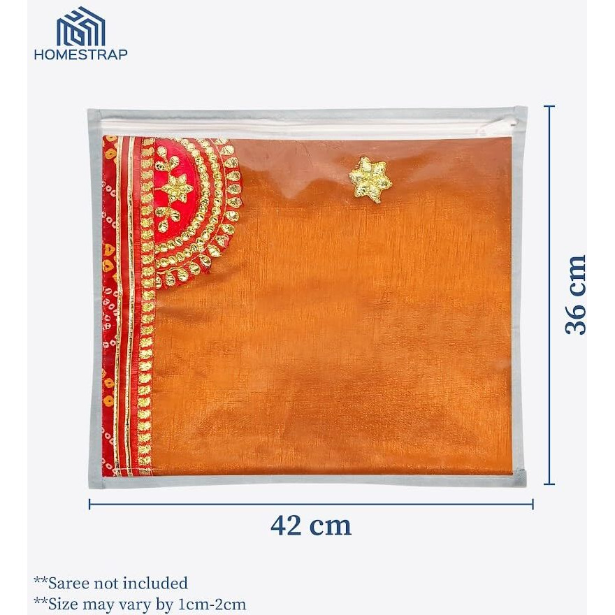 Homestrap Set of 12 Single Saree Cover/Clothes Storage Bags with Transparent Top (Red)(Featured on Shark Tank, Fabric)