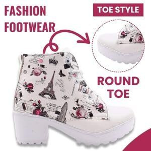 KRAFTER Women White Canvas Boots-UK-4