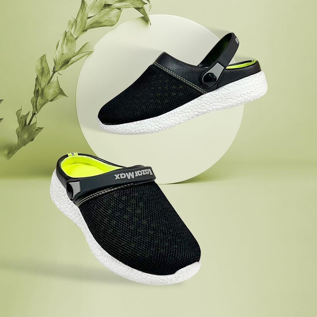 KazarMax Unisex-Child s Black & Neon Clog - 2 Kids UK