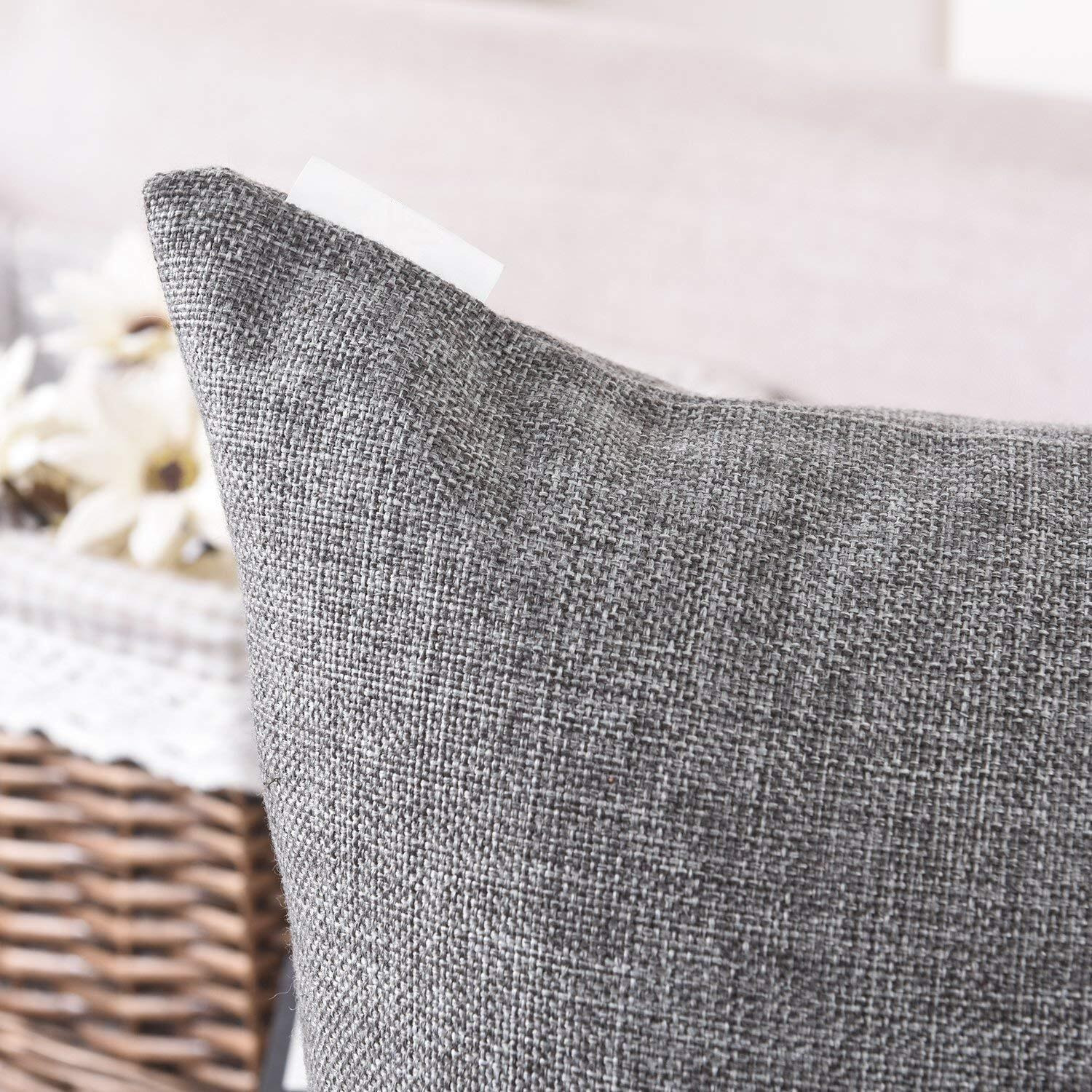 Khooti Jute Cushion Cover, 18x18 (Light Grey) (Pack of 2)