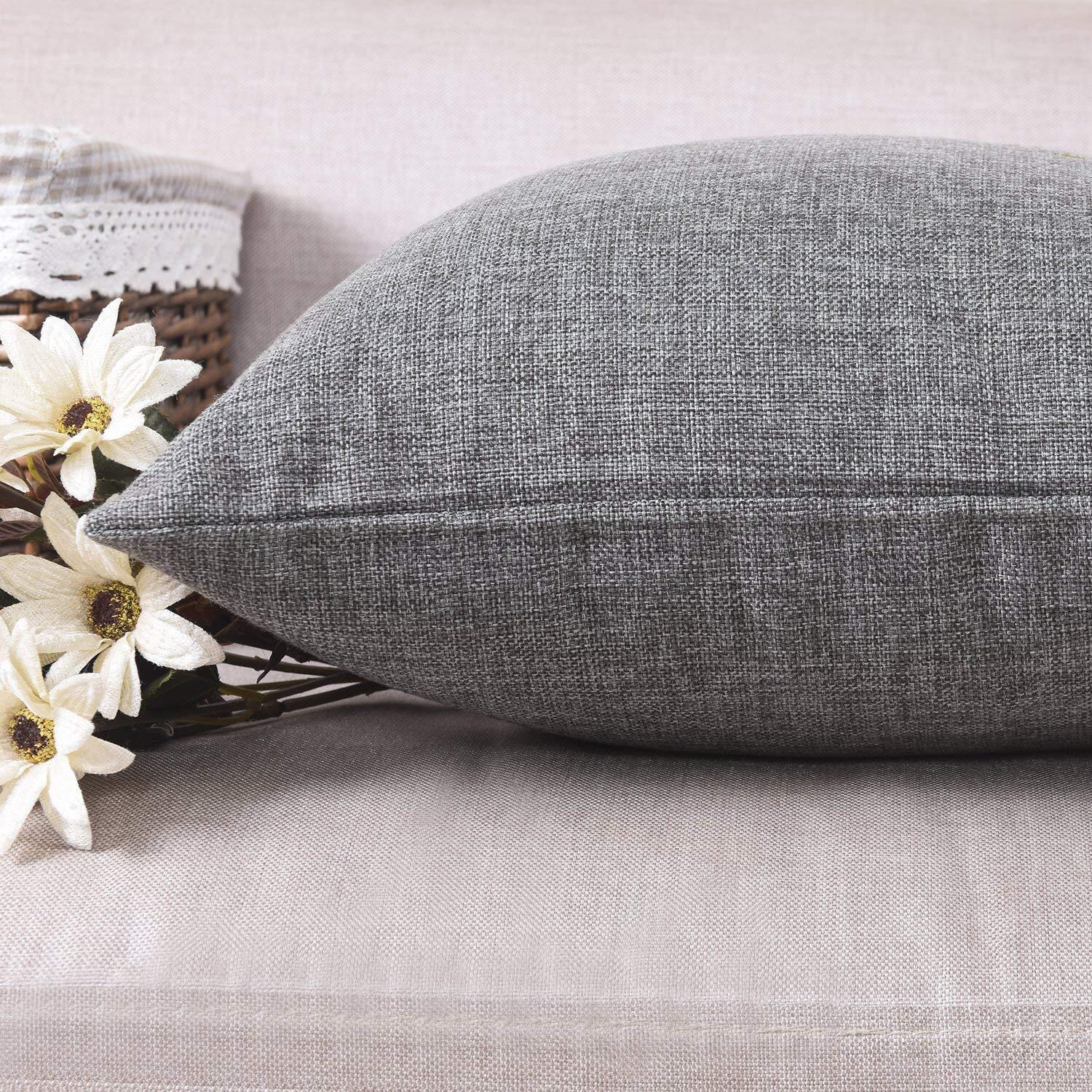 Khooti Jute Cushion Cover, 18x18 (Light Grey) (Pack of 2)