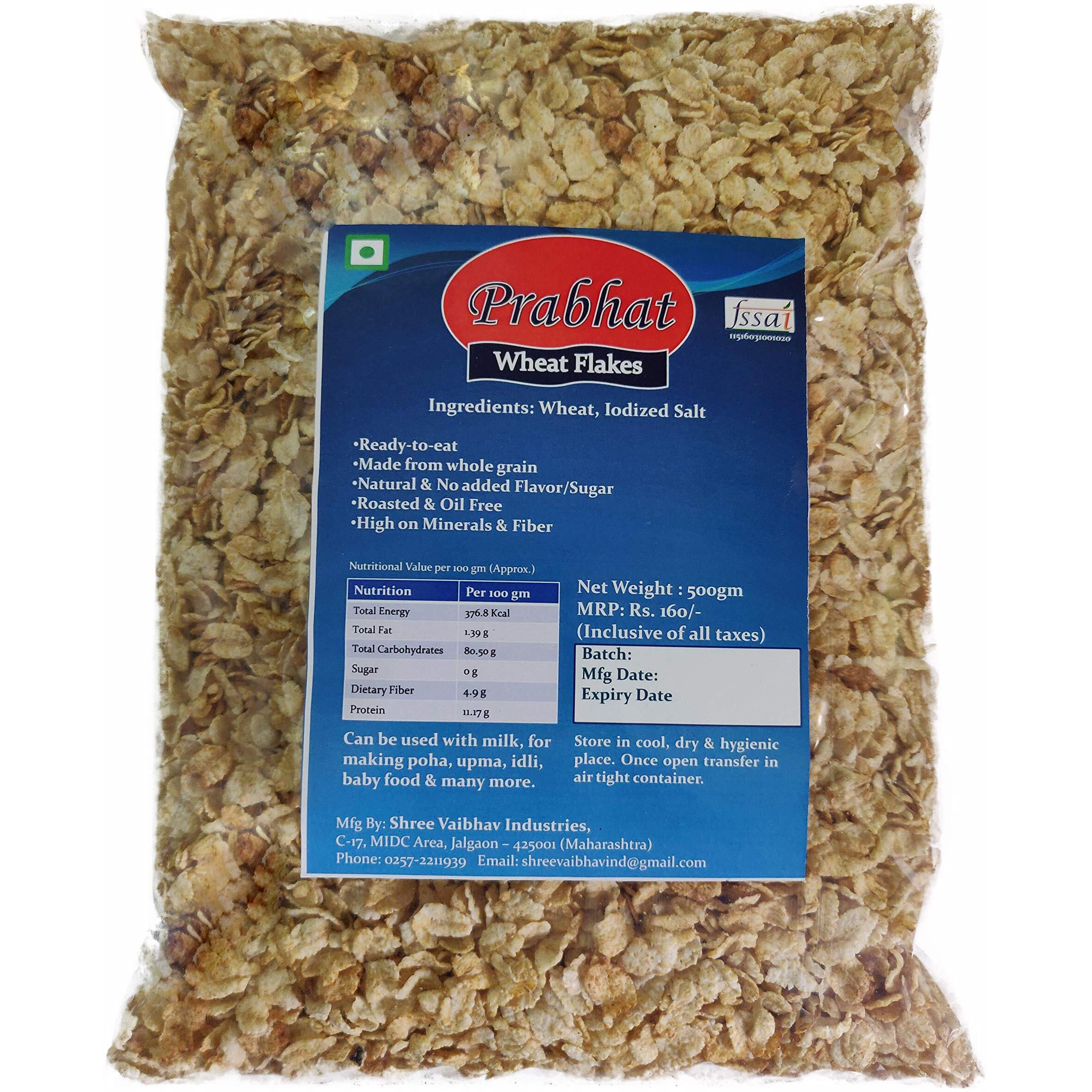 Prabhat Flakes Combo - Wheat Flakes, Jowar Flakes, Bajra Flakes, Ragi Flakes - 500gm each (Pack of 4  2 Kg)