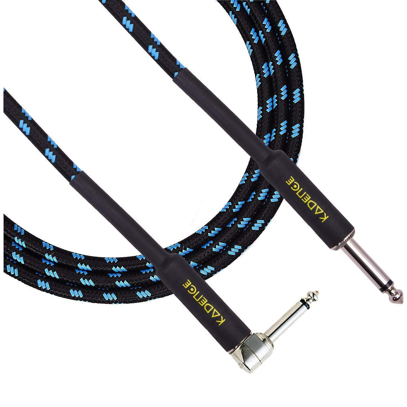 Kadence Guitar Cable 10ft(3MTR) Electric Instrument Cable Bass AMP Cord for Electric Guitar, Bass Guitar,Electric Mandolin,Amplifier,Speaker(Right Angle to Straight) TRS 6.3mm jack/Jack 90o-Black,Blue