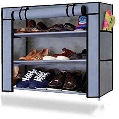 Ebee Shoe Rack With 3 Shelves (Grey)