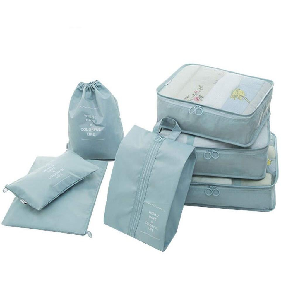 Styleys Polyester 7 Pcs Set Packing Cubes Travel Organizer, Packing Cubes for Travel, Luggage Organizer Bags Travel Organizer Pouch, Travel Accessories (Sky Blue, S11003), 3 cm