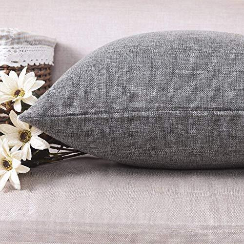 Khooti Jute Cushion Cover, 14x14 (Light Grey)(Pack of 2)