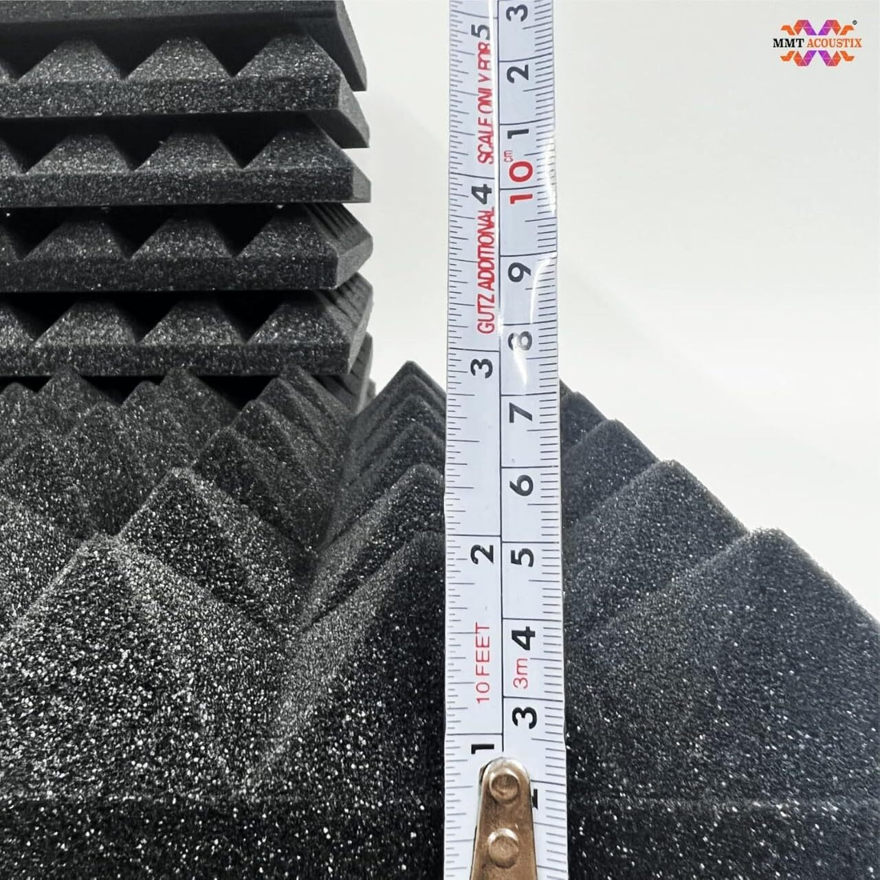 MMT Acoustix 72Pc Pyramid Acoustic Foam Panels | Pro Soundproofing for YouTubers, Podcasters & Studio Recording | 1x1Ft | 2 Thick | Charcoal Black