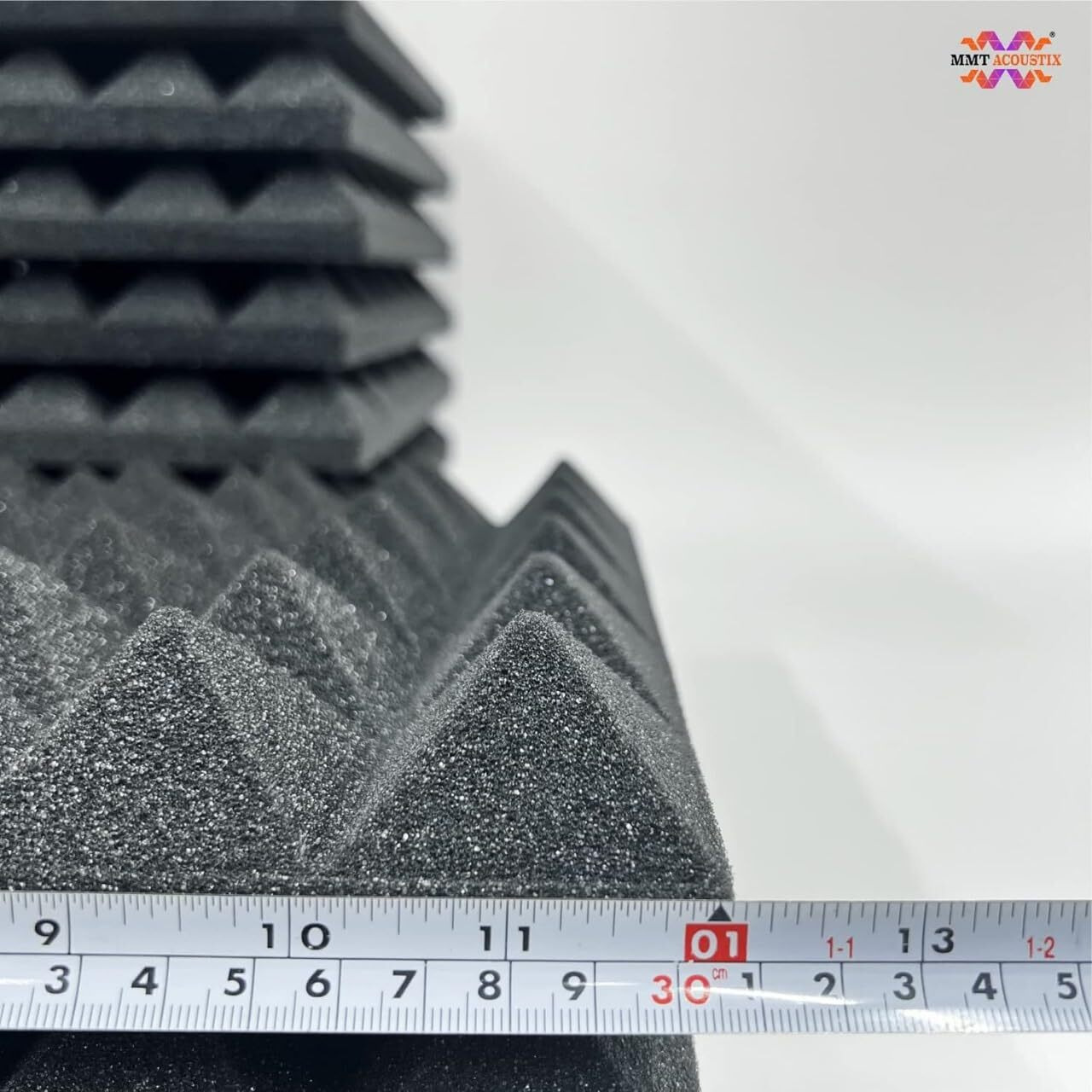 MMT Acoustix 72Pc Pyramid Acoustic Foam Panels | Pro Soundproofing for YouTubers, Podcasters & Studio Recording | 1x1Ft | 2 Thick | Charcoal Black