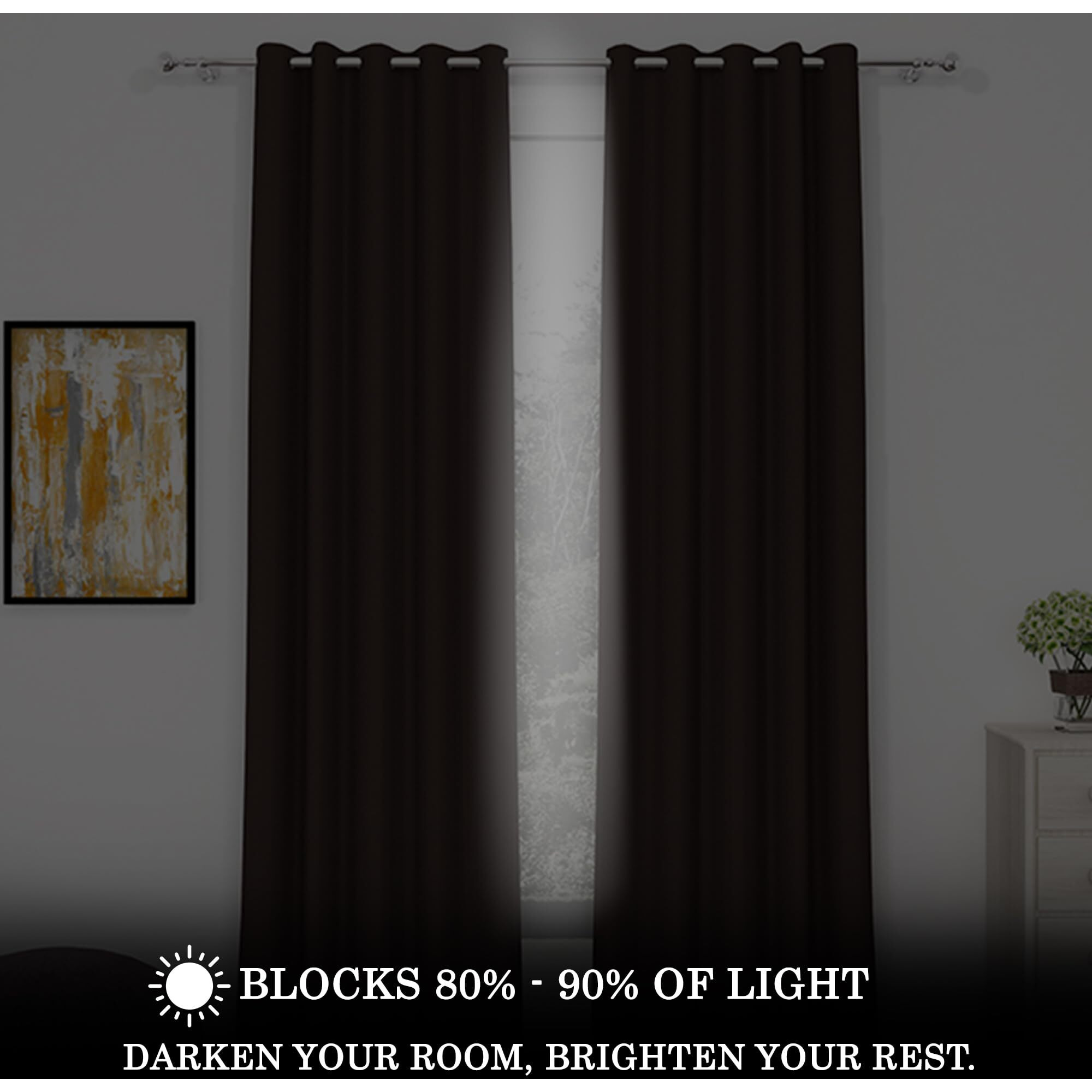 Story@Home Blackout Long Door Curtains 9 Feet Set of 2 | Plain Printed | 97% Room Darkening | Thermal Insulated Curtains | Curtain for Living Room | (116 x 275 cm, Dark Brown) | Perfect for Home Decor