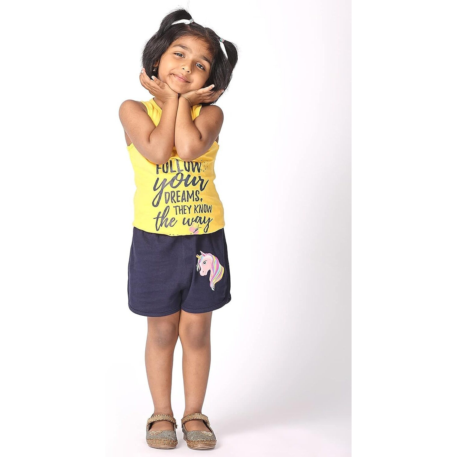 TotzTouch Baby |Kids Girls Regular Shorts Soft Cotton with Cute Animal Prints Combo Pack of 5 Multicolored Age 3 to 4 Years