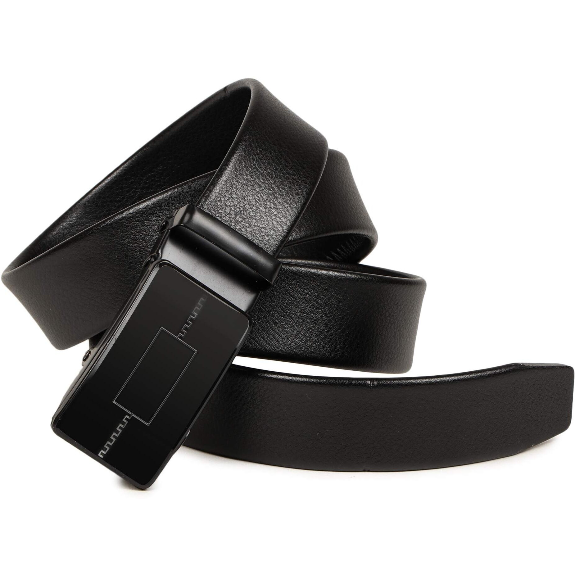 VOGARD Men s Vegan Leather Belt for Men | Formal & Casual | Autolock Buckle,Black | Fit all size upto 40 Inches Waist size (Black 06)