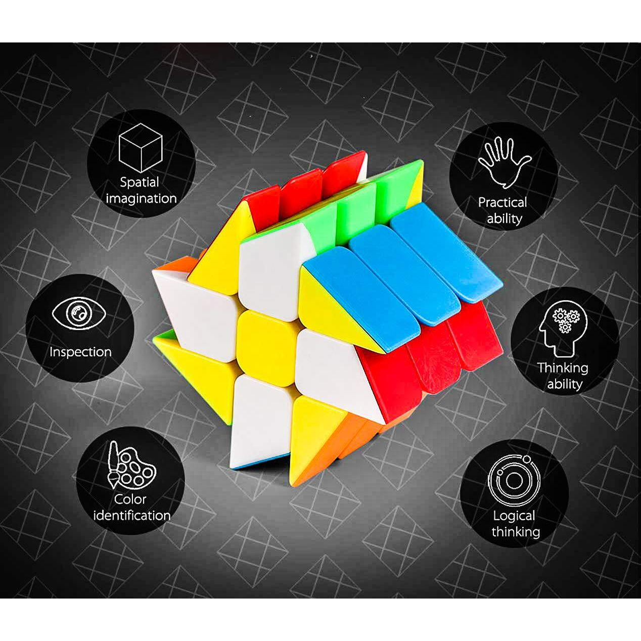 D ETERNAL Moyu Mofang Jiaoshi Windmill Cube High Speed Stickerless Magic Puzzle Cubes, Teen