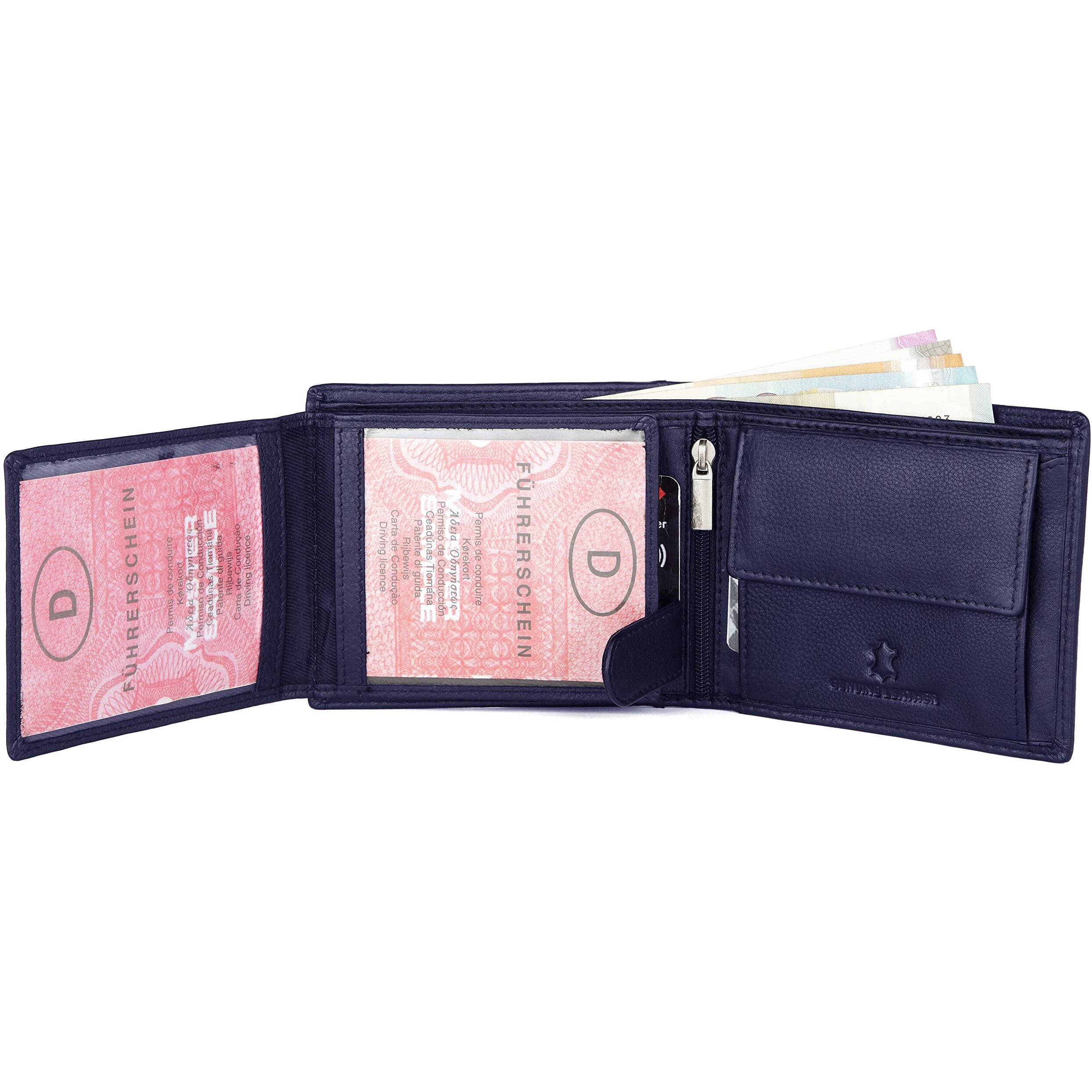 WildHorn RFID Protected Leather Wallet for Men, Blue