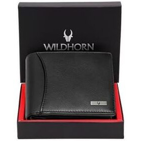 WildHorn Leather Wallet for Men, Black,(Pack of 1)