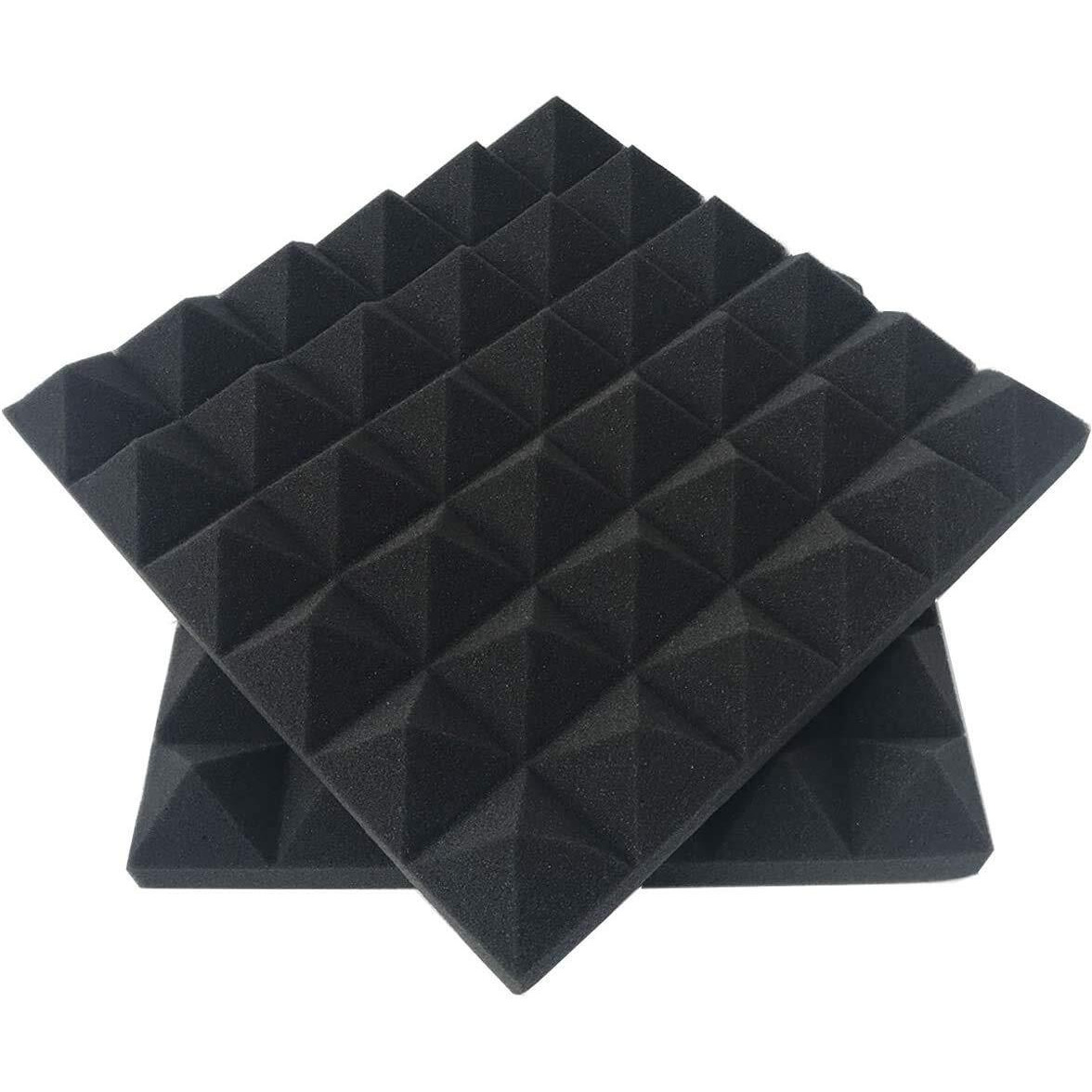 YGM Acoustic Foams Pyramid Acoustic Panels 12  X 12  X 2 , 50 Kg/m High Density Premium Grade Studio Noise, Echo Reduction and Absorption, 3D Structure (Charcoal Black) (Set of 36, 50 Density)