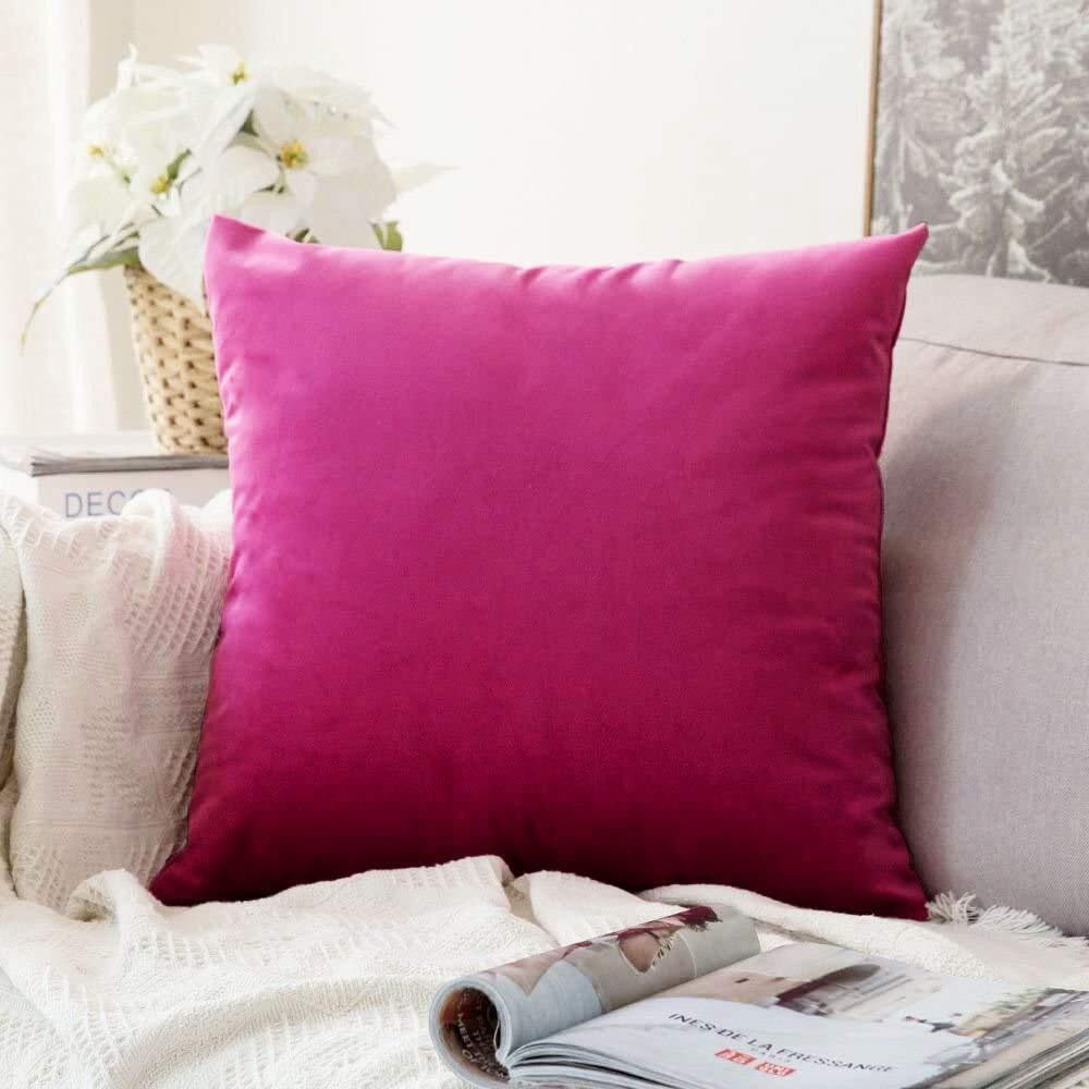 Khooti Velvet Cushion Cover, 10x10 (Pink)(Pack of 1)