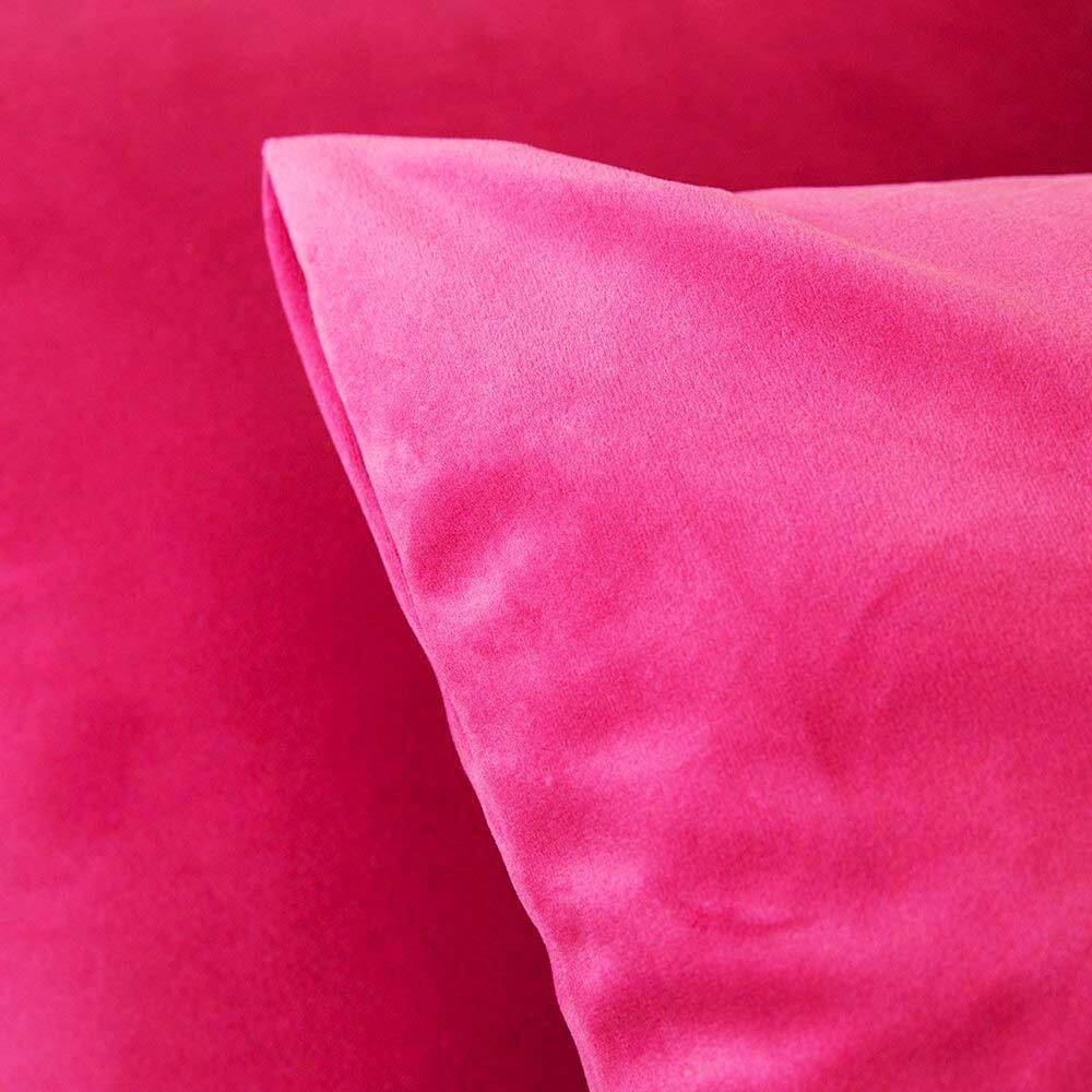 Khooti Velvet Cushion Cover, 10x10 (Pink)(Pack of 1)