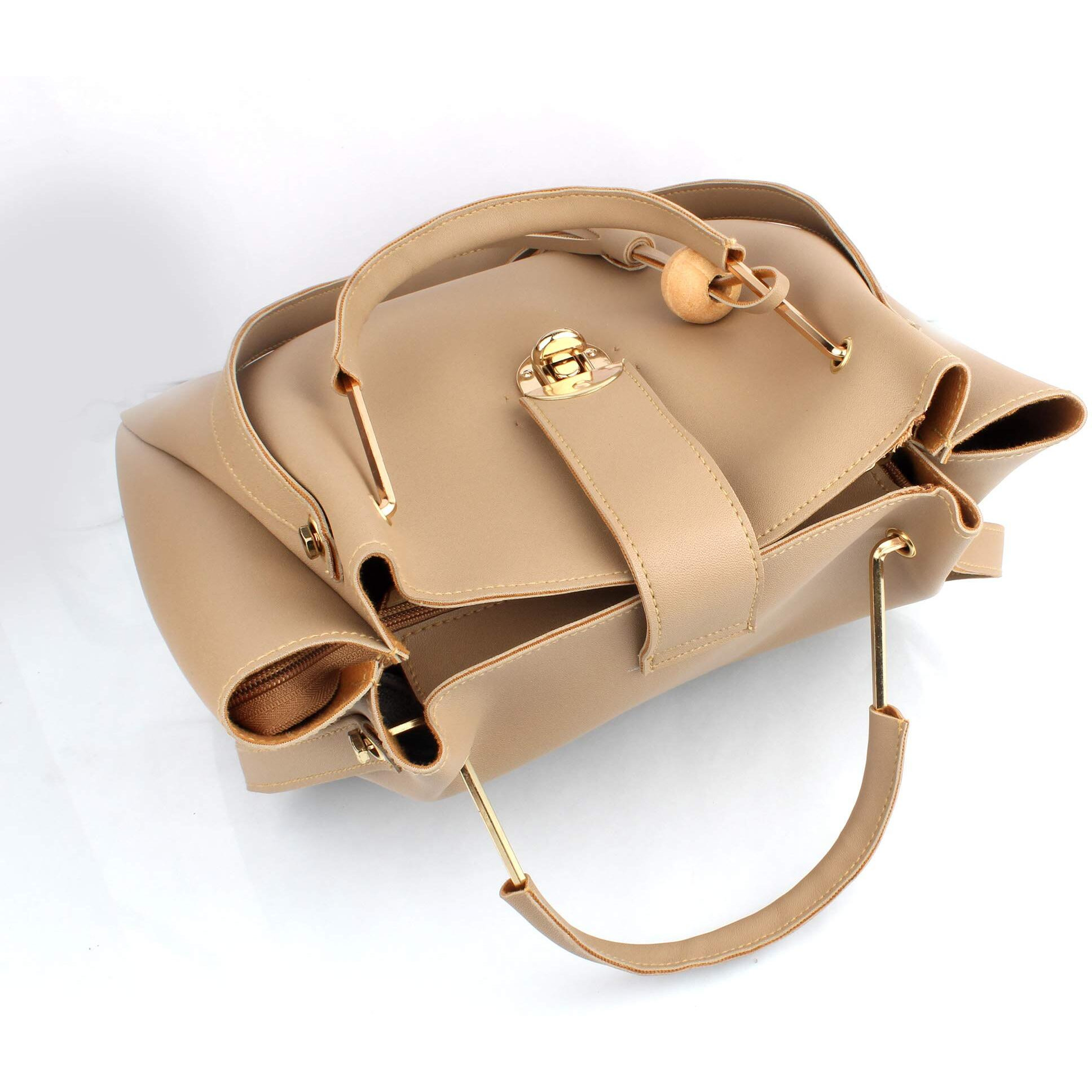 Mammon women s beige handbag combo (set of 3)