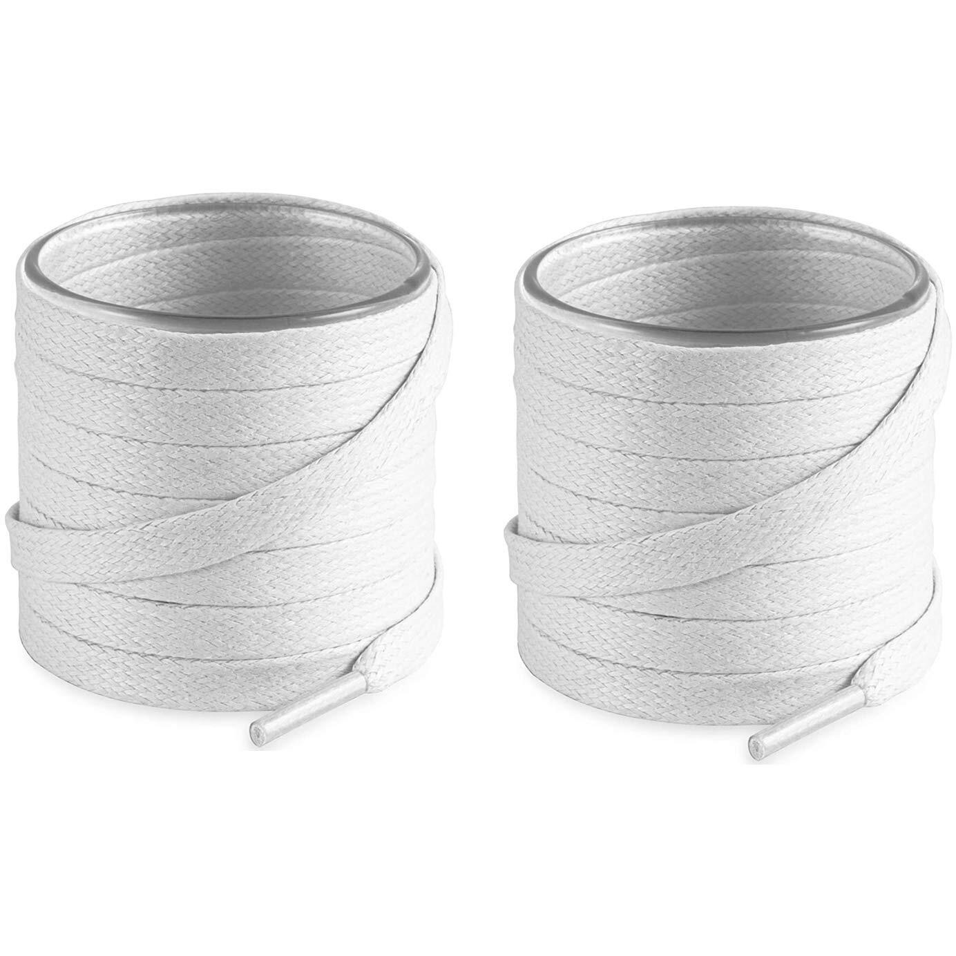 SHOESHINE flat cotton shoe laces for casual, sneaker shoes or boot 8mm wide White