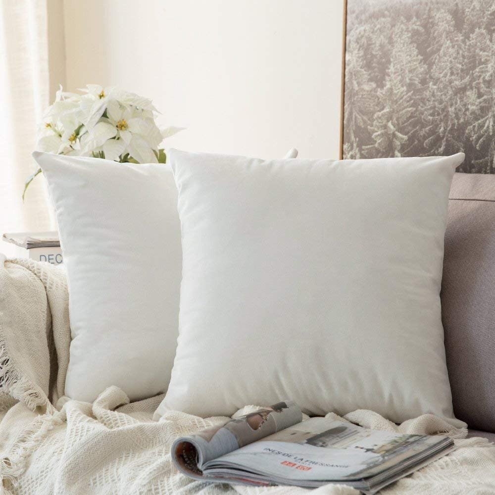 Khooti Velvet Cushion Cover, 12x12 (Pure White)(Pack of 3)
