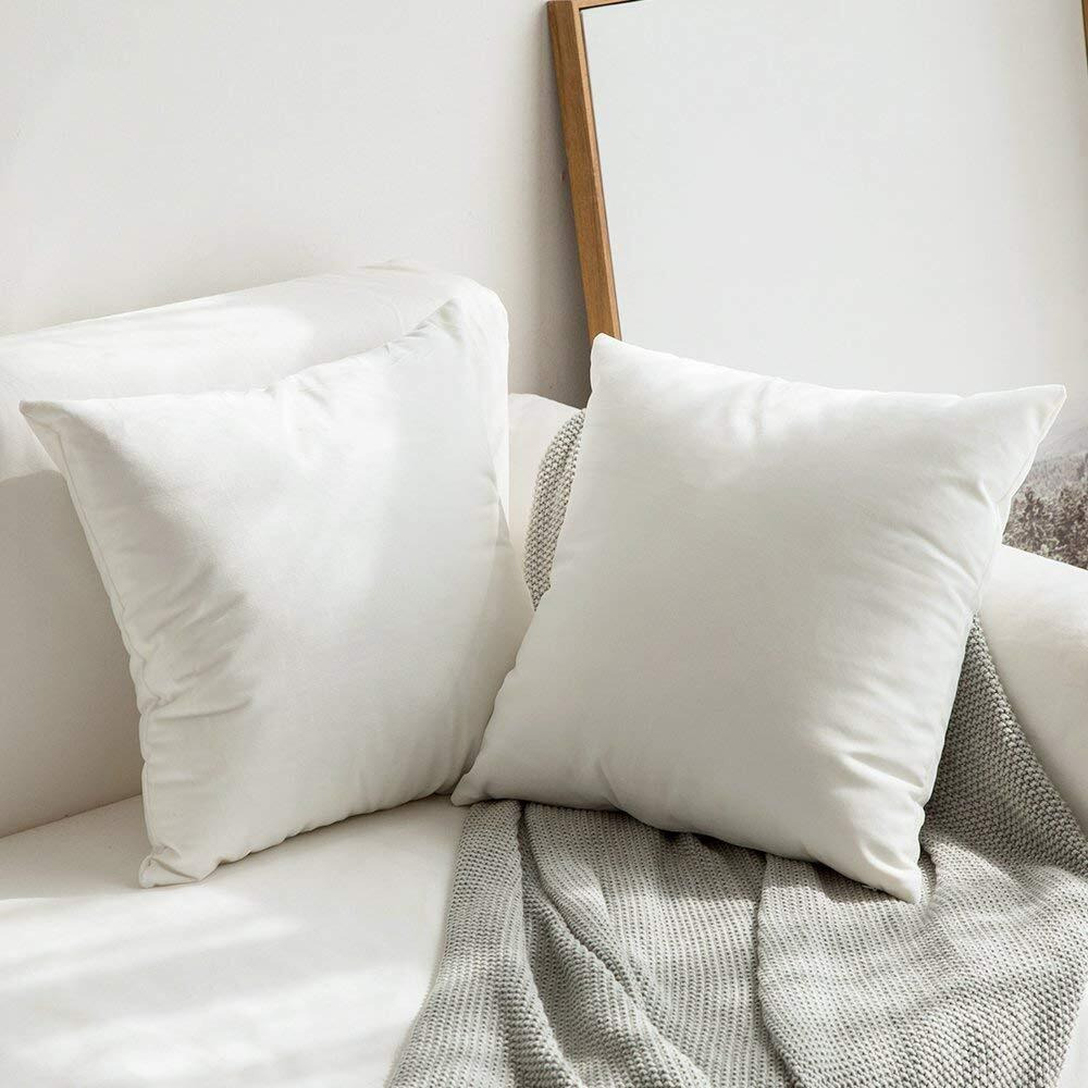 Khooti Velvet Cushion Cover, 12x12 (Pure White)(Pack of 3)