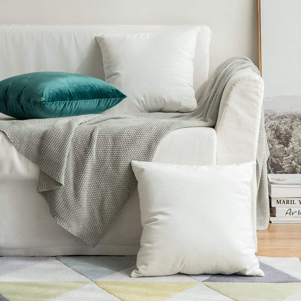 Khooti Velvet Cushion Cover, 12x12 (Pure White)(Pack of 3)
