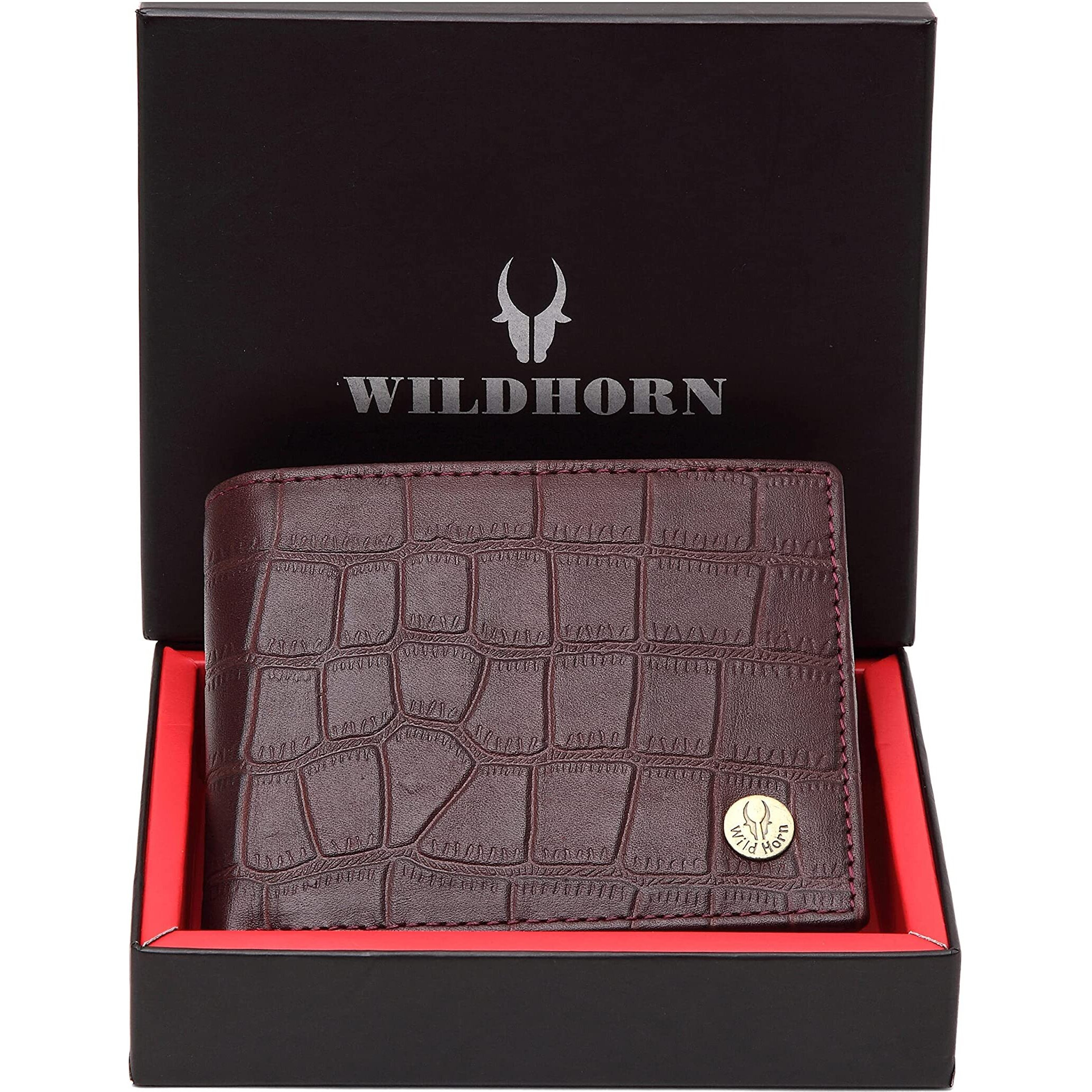 WildHorn Maroon Leather Wallet for Men I Ultra Strong Stitching I 6 Card Slots I 2 Currency & 2 Secret Compartments I 1 Coin Pocket