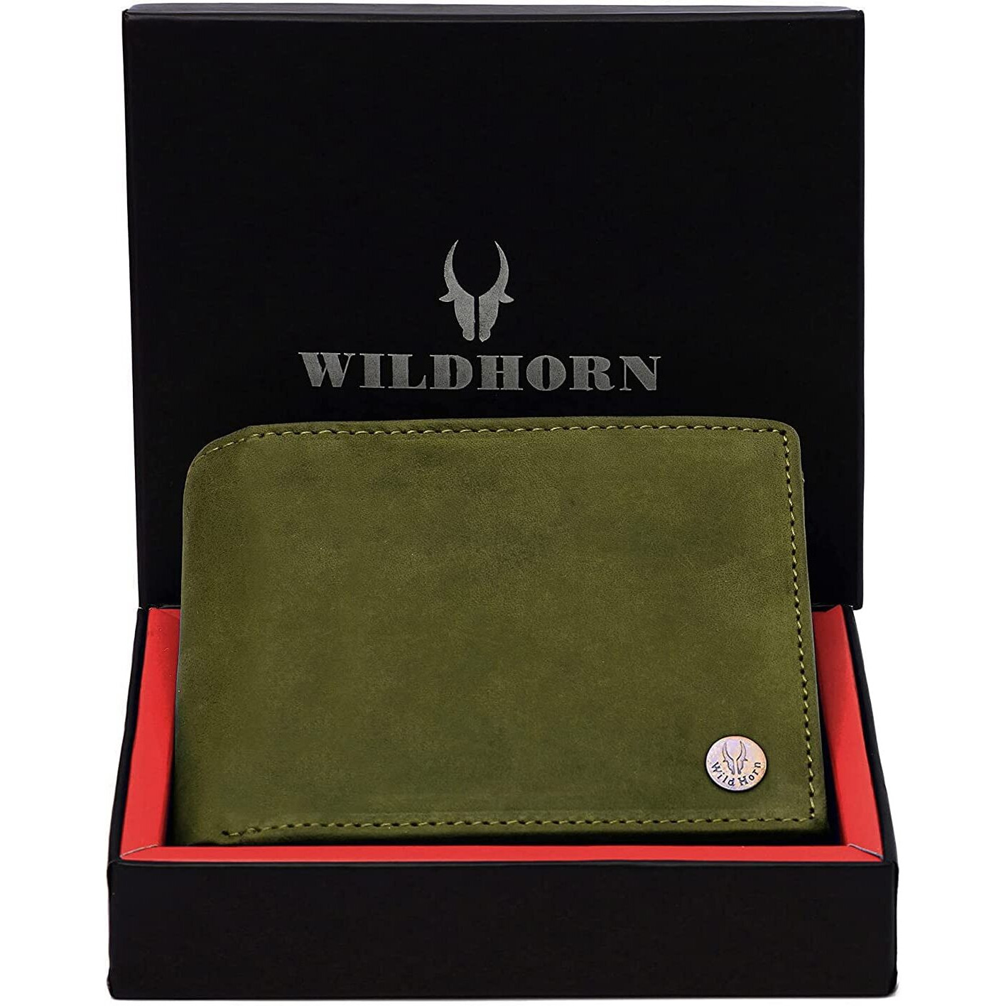 WildHorn Green Leather Wallet for Men I Ultra Strong Stitching I 6 Card Slots I 2 Currency & 2 Secret Compartments I 1 Coin Pocket