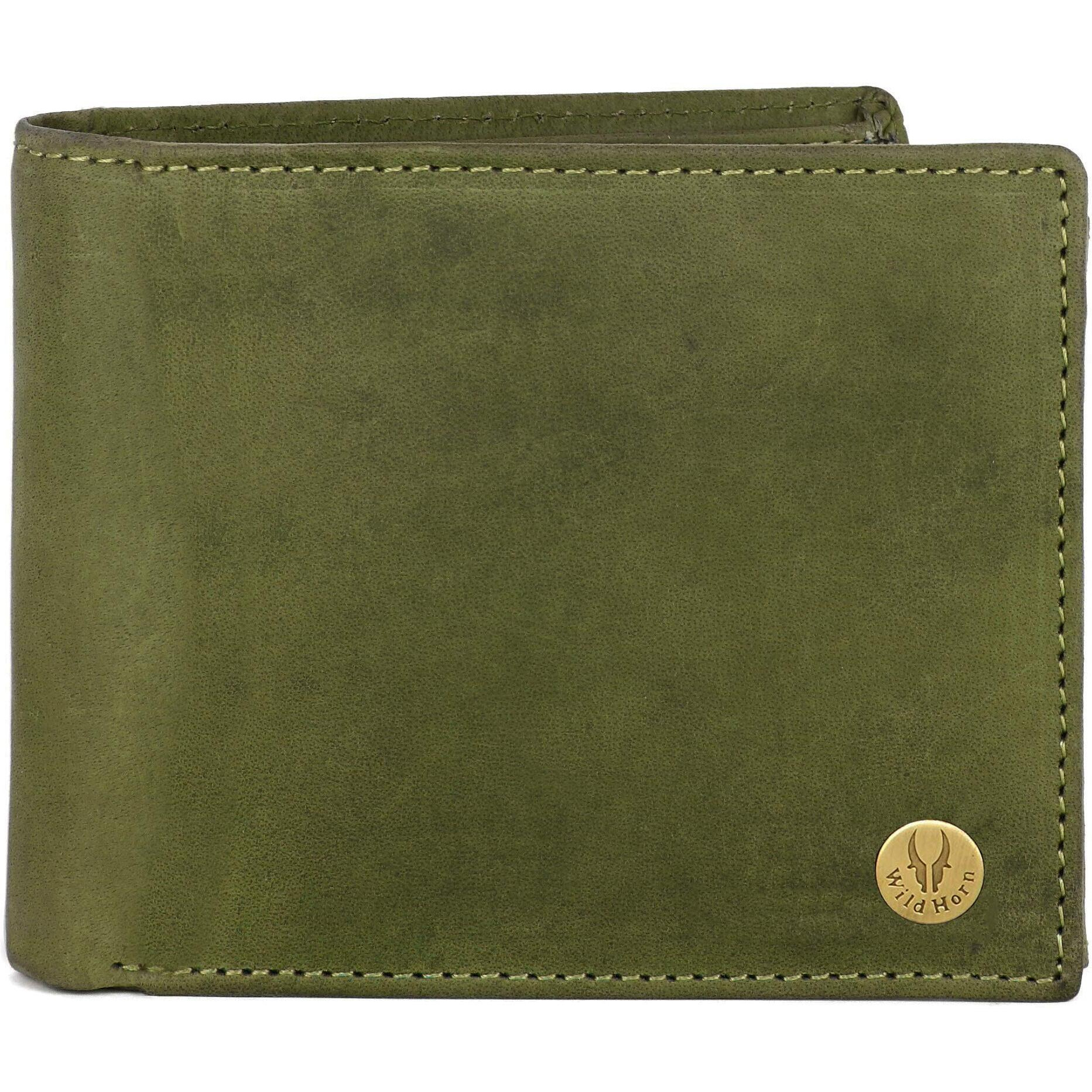 WildHorn Green Leather Wallet for Men I Ultra Strong Stitching I 6 Card Slots I 2 Currency & 2 Secret Compartments I 1 Coin Pocket