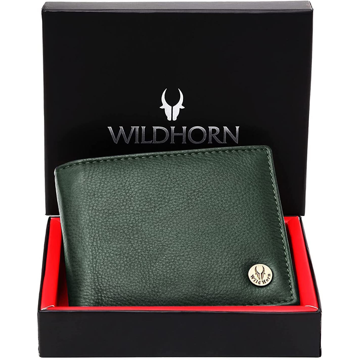 WildHorn Green Leather Wallet I Minimalist Mens Wallet, Green New Nappa