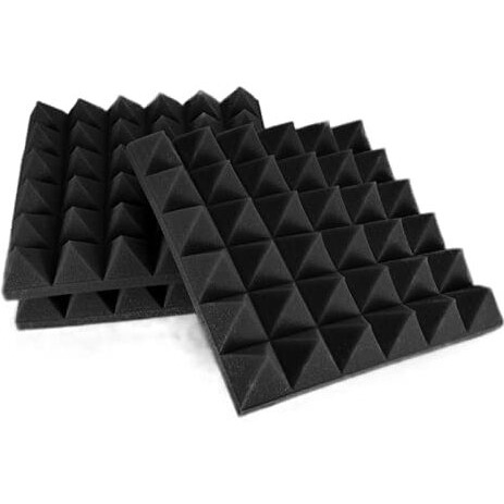 YGM Acoustic Foams Pyramid Acoustic Panels 12  X 12  X 2 , 50 Kg/m High Density Premium Grade Studio Noise, Echo Reduction and Absorption, 3D Structure (Charcoal Black) (Set of 72)