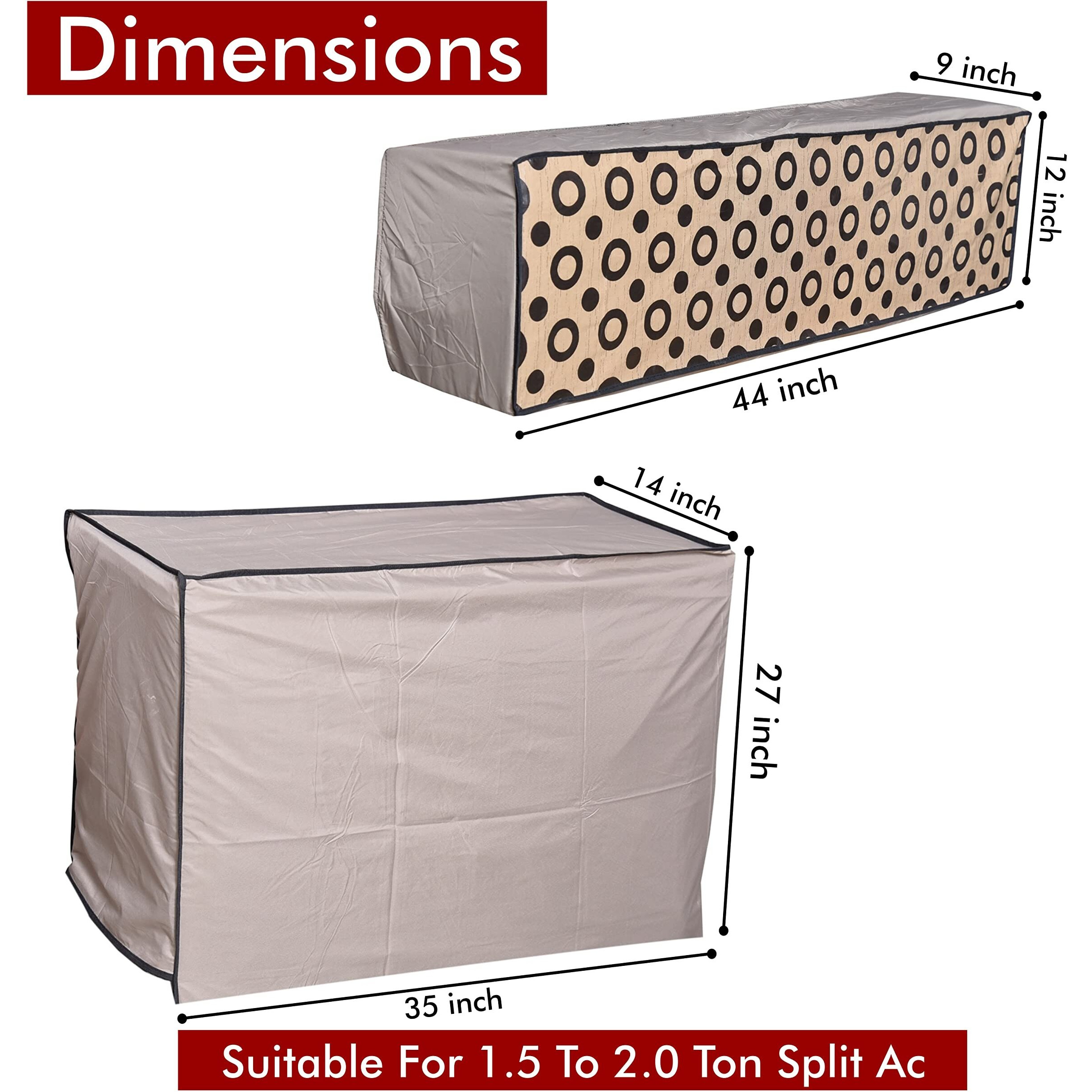 Yellow Weaves Polyvinyl Chloride (Pvc) 100% Waterproof And Dust Proof Split Ac Cover For 1.5 To 2.0 Ton - Beige