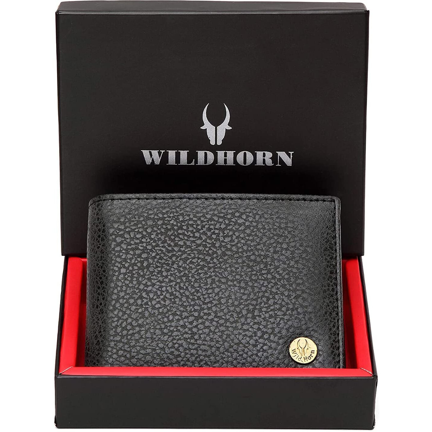 WildHorn Black Leather Wallet for Men I Ultra Strong Stitching I 6 Card Slots I 2 Currency & 2 Secret Compartments I 1 Coin Pocket