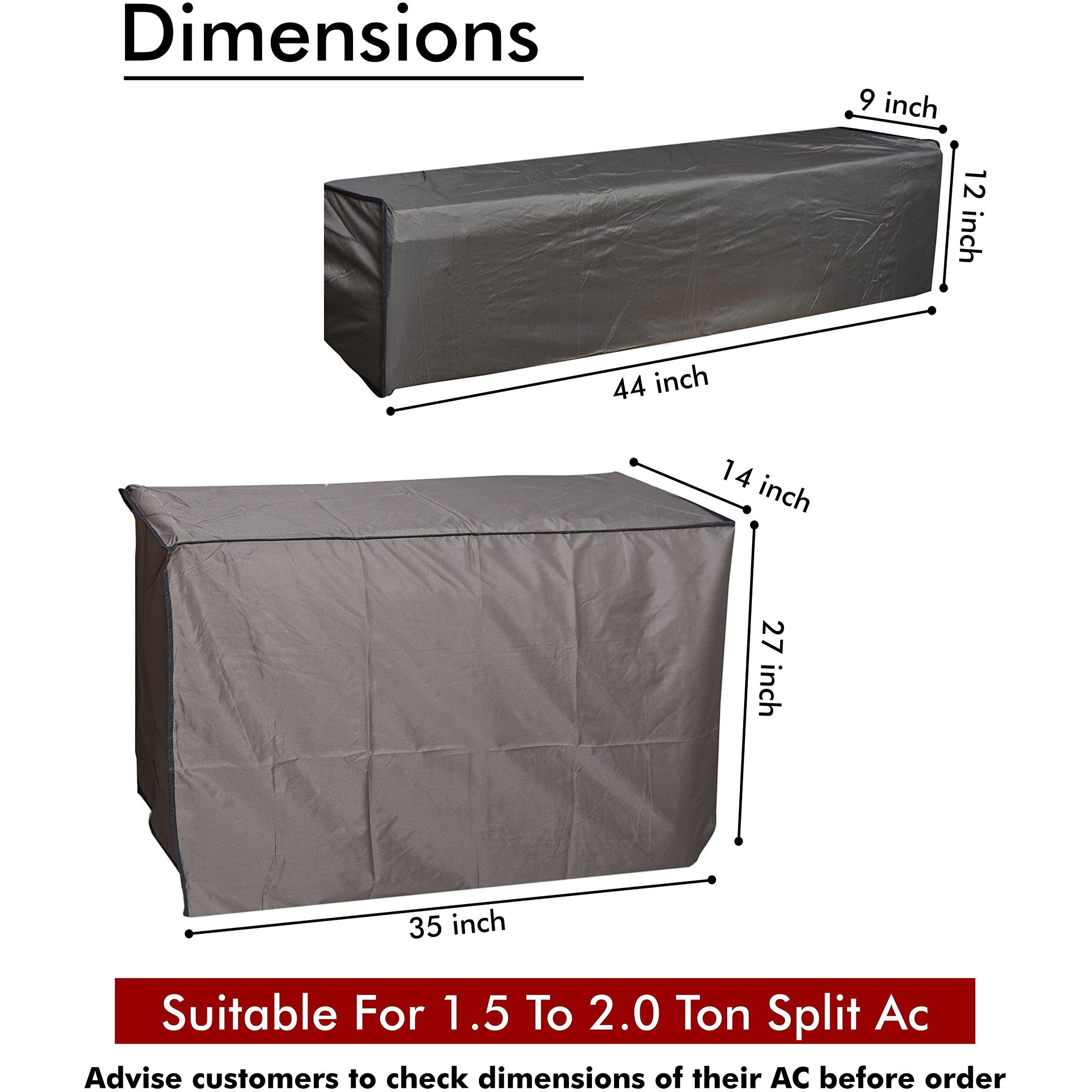Yellow Weaves Polyvinyl Chloride (Pvc) 100% Waterproof And Dust Proof Split Ac Cover For 1.5 To 2.0 Ton Cover - (Grey)