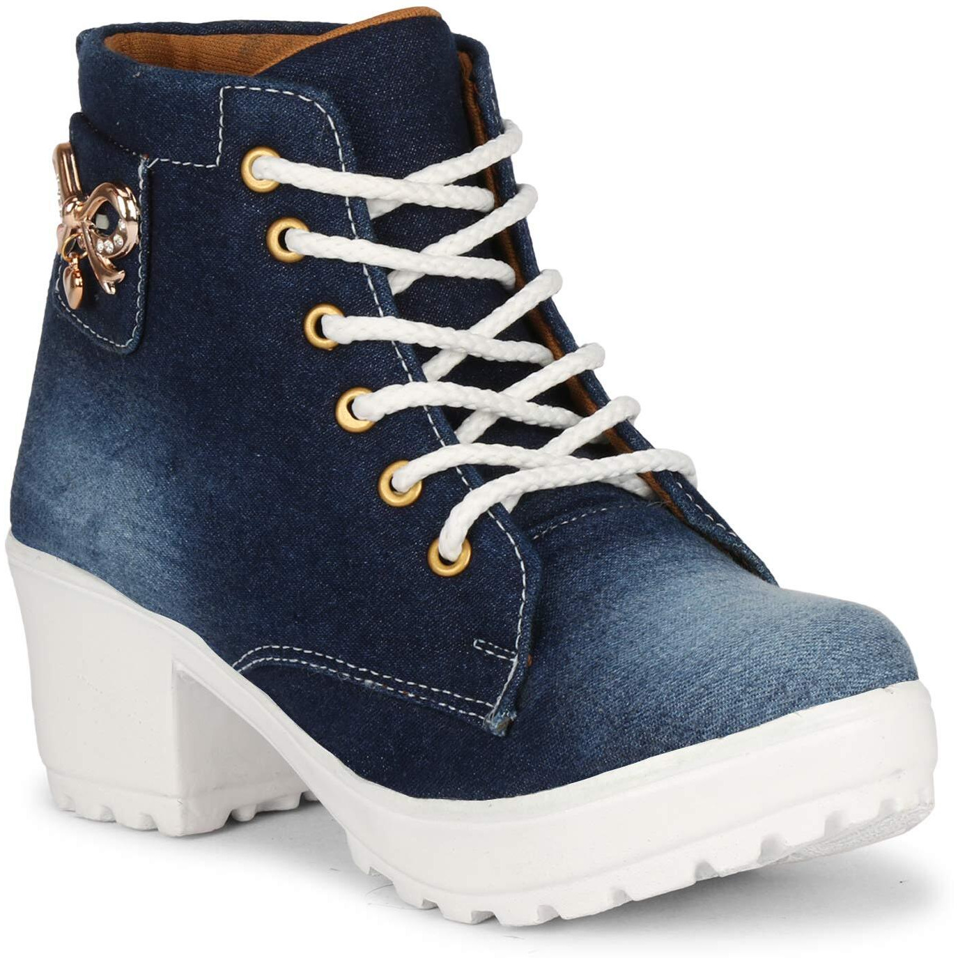 KRAFTER Women s Denim Classic Boot (Dark Blue, 8 UK)