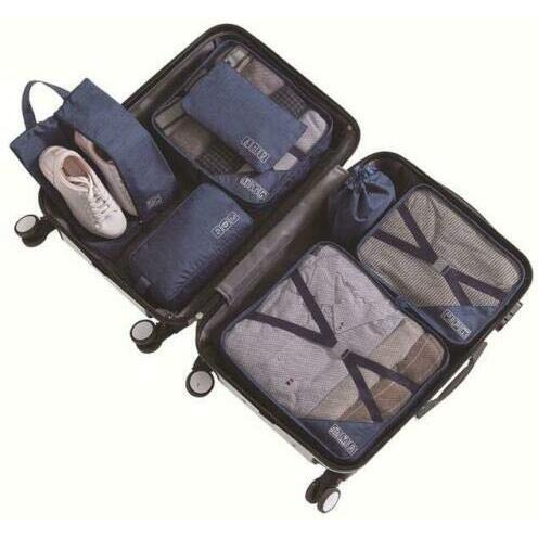 Styleys Polyester Travel Organizer Packing Cubes with Shoe Bag (Navy Blue_S11093)