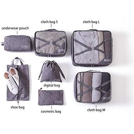 Styleys Polyester Travel Organizer Packing Cubes with Shoe Bag (Navy Blue_S11093)