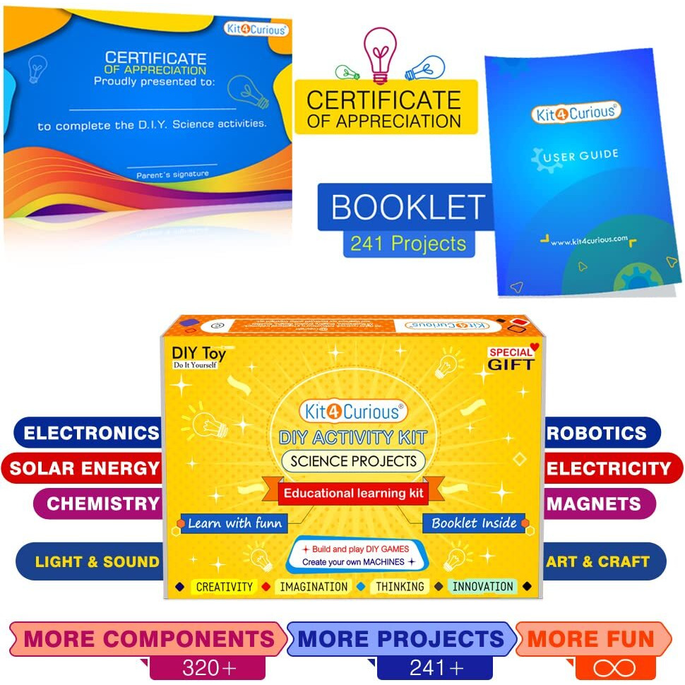 Kit4Curious Science & Fun DIY activity learning educational STEM toy for 7+ years - tinkering, experiment, school project, innovation kit