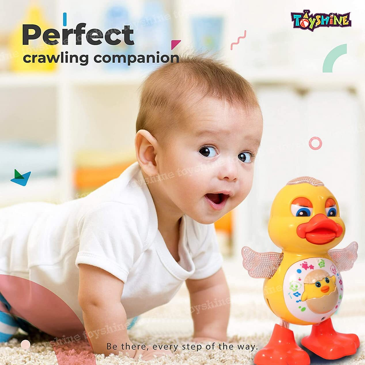 Toyshine Dancing Duck with Music Flashing Lights and Real Dancing Action (Battery Included),Plastic,Multi Color,Pack of 1