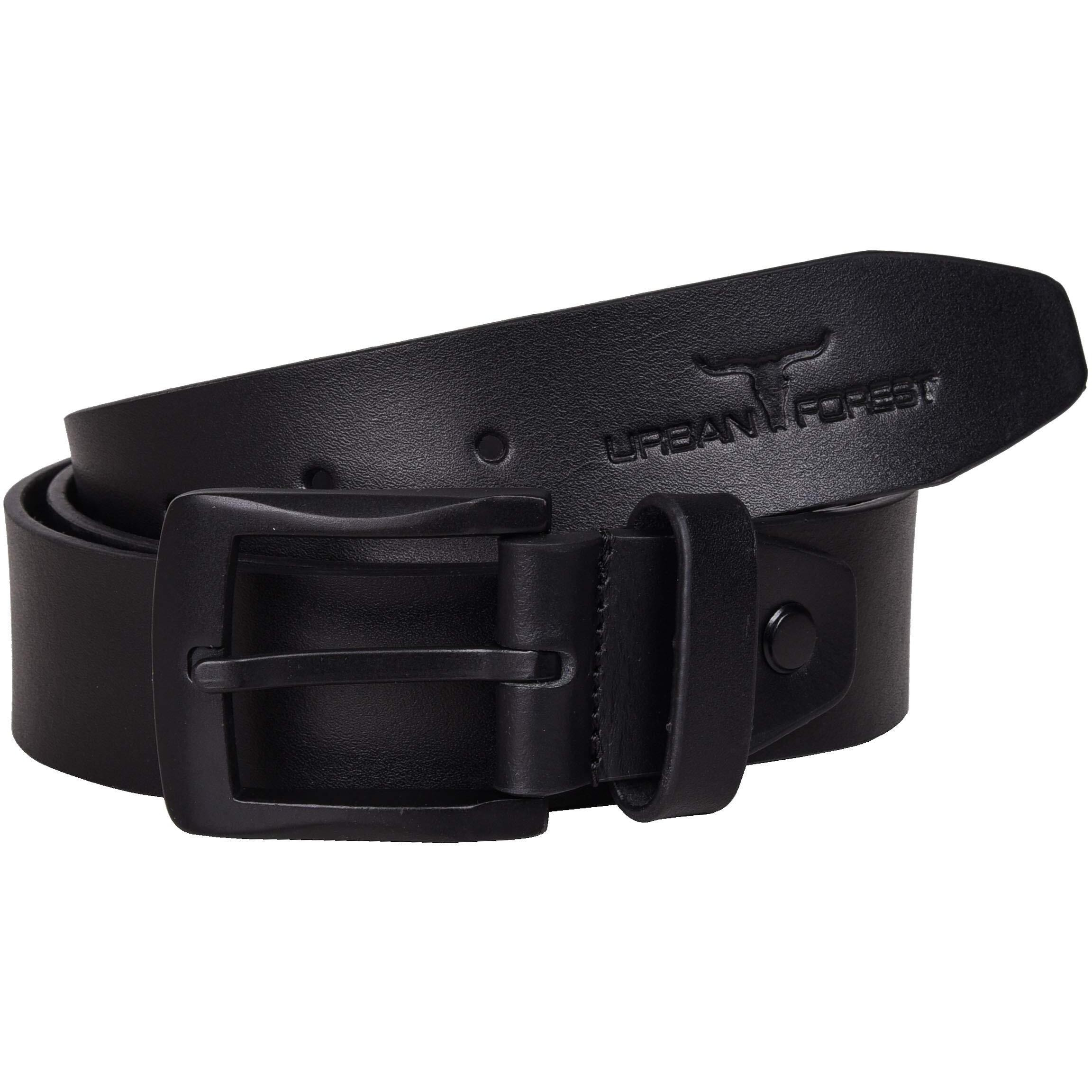 URBAN FOREST Smooth Brown Casual Leather Belt with Antique Gold Buckle for Men