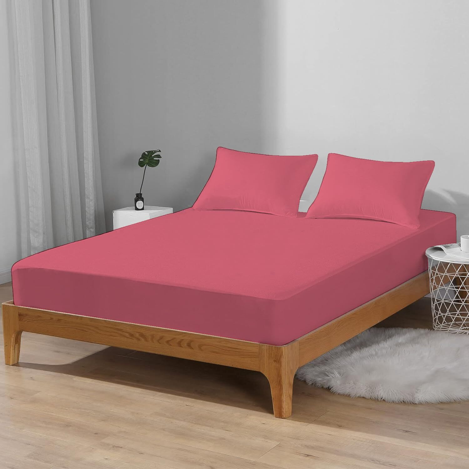 Trance Home Linen Premium 220 GSM+ 72  x 48  Cotton Terry Waterproof Mattress Protector | Elasticated Fitted Style Non-Toxic Bed Protector | Mattresses Cover (72x48 inch | 6x4 feet_ Coral)
