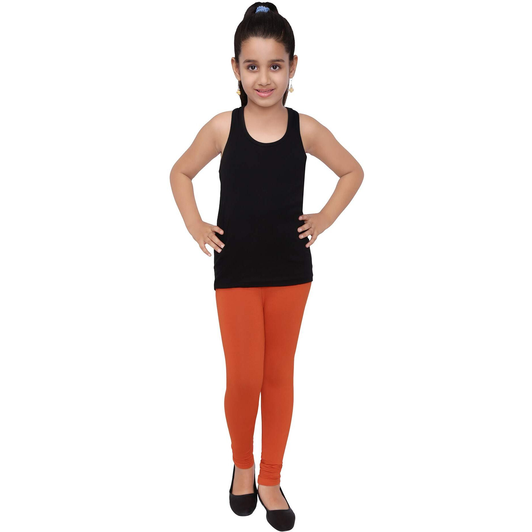 Robinbosky Premium Girls Orange Leggings(15-16 Years(40), TANGERINETANGO)