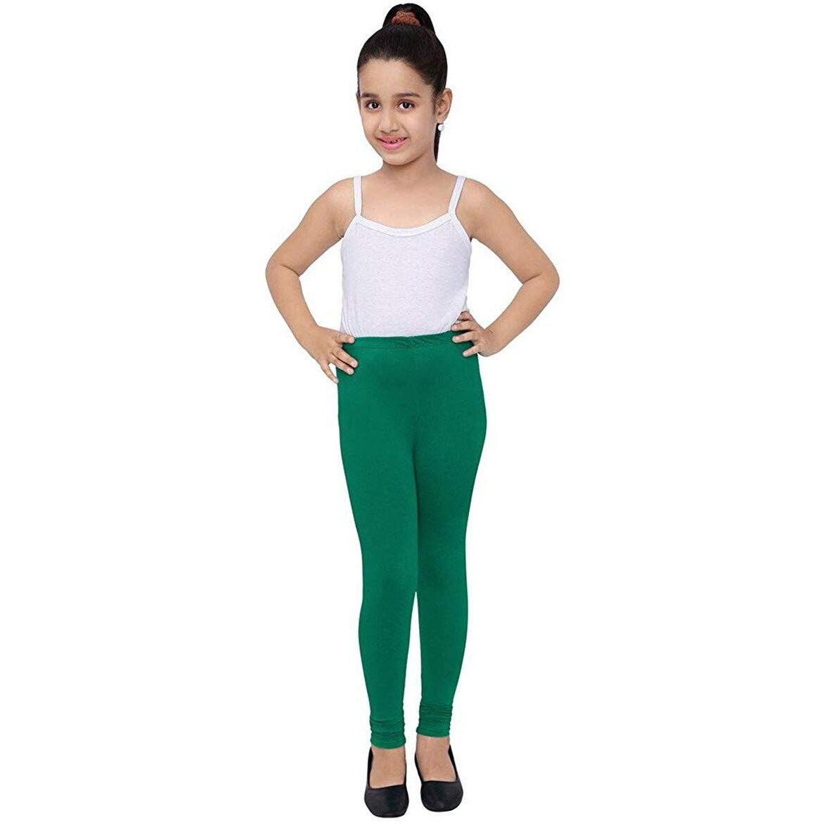 Robinbosky Premium Girls Green Leggings(13-14 Years(38), LEAFGREEN)