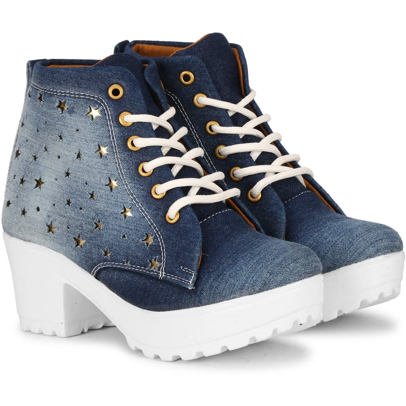 KRAFTER Women s Denim Blue Canvas Boots-4 UK