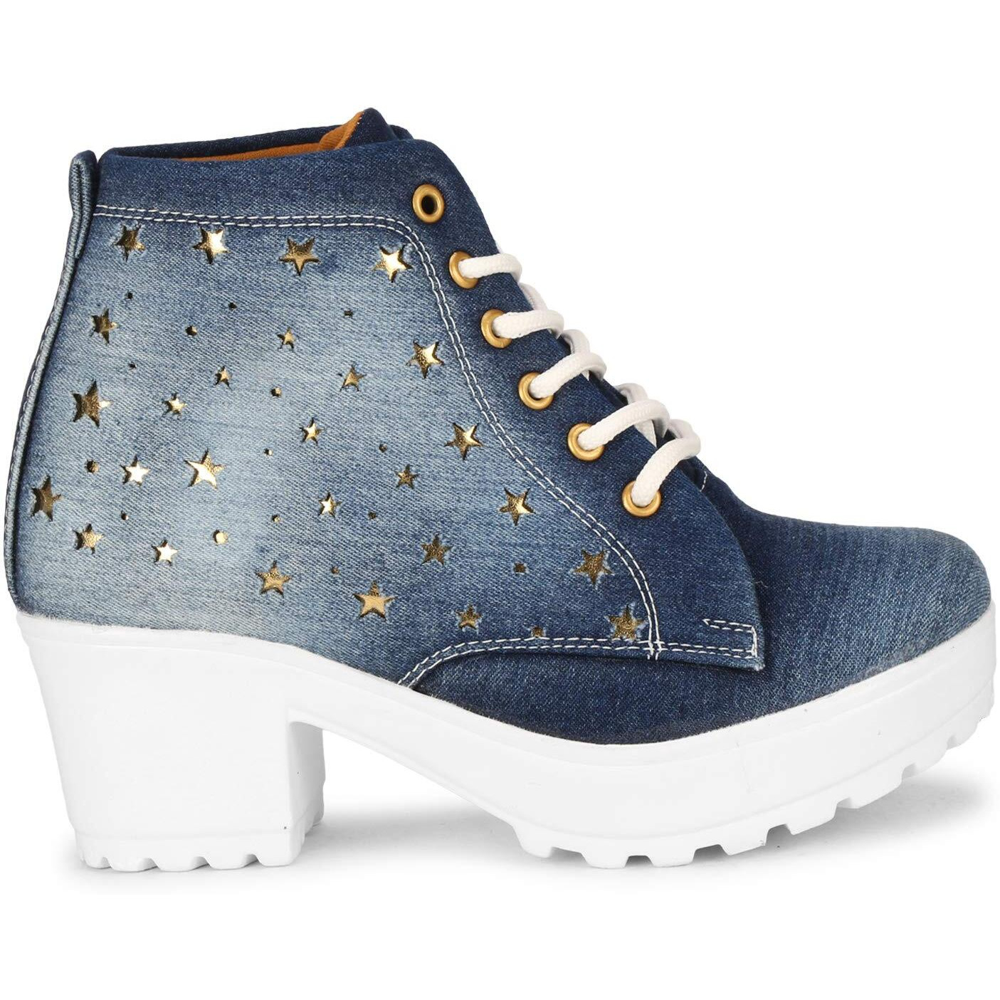 KRAFTER Women s Denim Blue Canvas Boots-4 UK