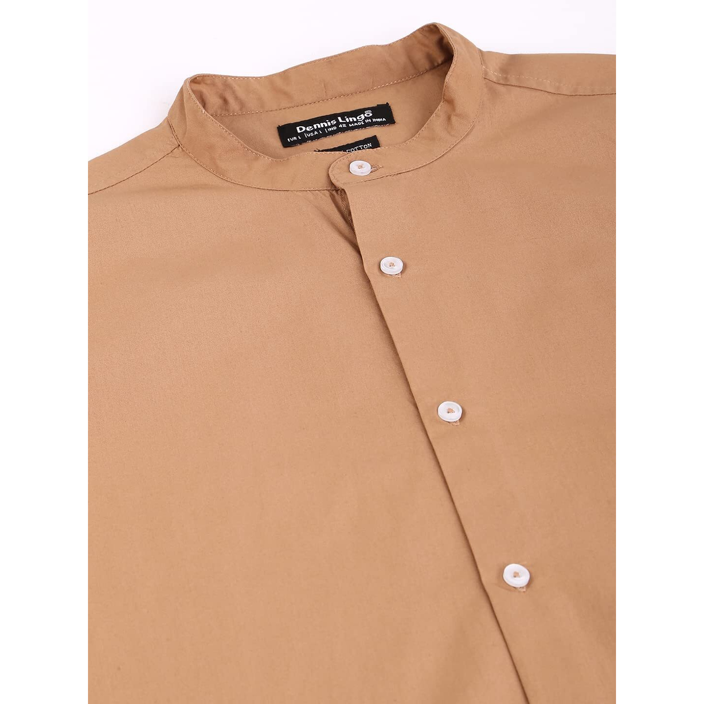 Dennis Lingo Men s Solid Camel Brown Slim Fit Cotton Casual Shirt (CC201_CAMEL_XL)