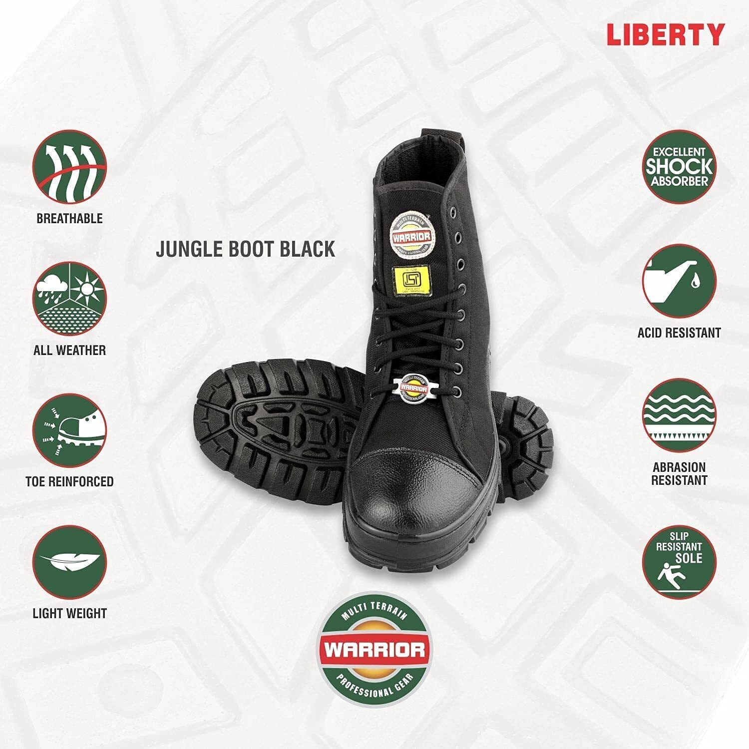 Liberty Warrior 88-46HSTG Jungle Boot for Men, Soft Toe, Olive Green & Black, size-11UK