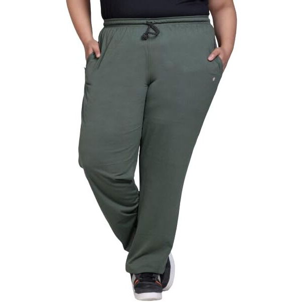 CUPID Regular Fit Cotton Plain Night Track Pants, Lower, Joggers for Lounge Wear n Daily Use Gym Wear for Girls - X-Large, Green